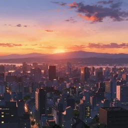 beautiful anime sunset cityscape makoto shinkai - H 1080