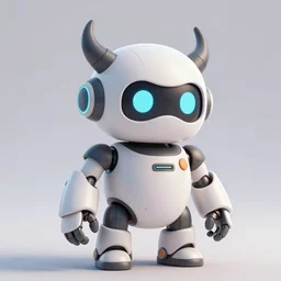 Highly detailed cute anime stumpy robot with two horns, digital art, 3D render, 8k