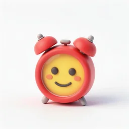 tiny red alarm clock that looks like the iOS emoji emoji, 3D clay render, 4k UHD, white background white background, isometric view, studio lighting, 3d render