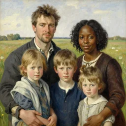 family _ colin _ farrell _ and _ ruth _ negga _ and _ kids _ in _ open _ fields _ art _ by _ anders _ zorn _ detailed _ faces _ micro _ detail _ wonderful _ masterpiec