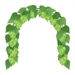 an archway of hops, 2 d, vector, flat art, bland and white