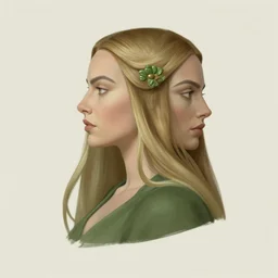 side profile centered painted portrait, margot robbie as female tea ore forest druid, d & d, gloomhaven, matte painting concept art, art nouveau, beautifully backlit, swirly vibrant color lines, fantastically gaudy, aesthetic octane render, 8 k hd resolution, by ilya kuvshinov and cushart krentz and gilleard james
