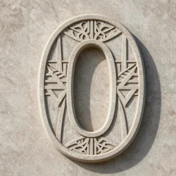 number zero sculpted in stone by bernini with artdeco motives trending on artstation,, art deco patterns