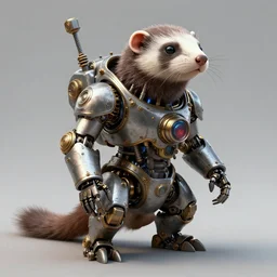 futuristic steampunk ferret - shaped robot, steam - powered bioshock ferret - shaped mechanical robot, professional steampunk concept art