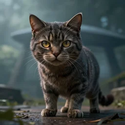 tornado cat, realistic, cinematic lighting, octane render