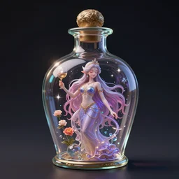 a beautiful genie in a bottle, by wlop, fine art, wide angle, 4 k