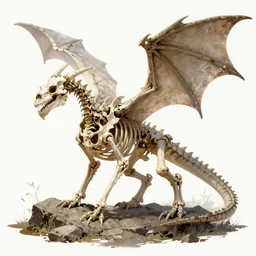 a skeletal dragon, fantasy art