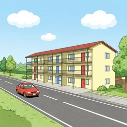 a motel on route 6 6, drawing by moebius