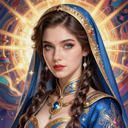 studio portrait of neutral good colorful female cleric bard healer as absurdly beautiful, elegant, young sensualgravure idol, ultrafine hyperrealistic detailed face illustration by kim jung gi, irakli nadar, intricate linework, sharp focus, bright colors, matte, octopath traveler, final fantasy, unreal engine highly rendered, global illumination, radiant light, intricate environment