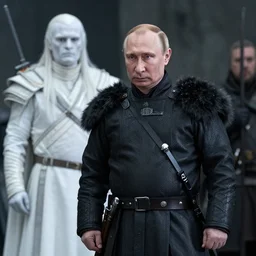 Vladimir Putin in the style of a white walker from Game of Thrones