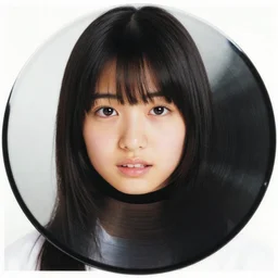 1 9 7 0 s record - album art of a young cute female japanese pop - idol who has yaeba slightly crooked teeth. high - quality high - resolution scanned image.