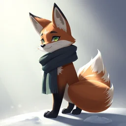 an anthropomorphic fox with a fluffy tail wearing a scarf, backlighting, trending on artstation, digital art, furry art, trending on furaffinity