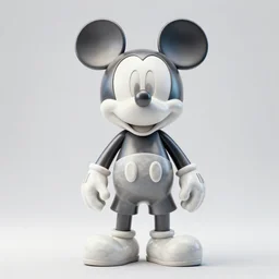 stylized shiny latex rubber leather ornate statue full body made of marble of disney character mickey mouse, perfect symmetrical body, perfect symmetrical face, hyper realistic, hyper detailed, by johannen voss, by michelangelo, octane render, blender, 8 k, displayed in pure white studio room