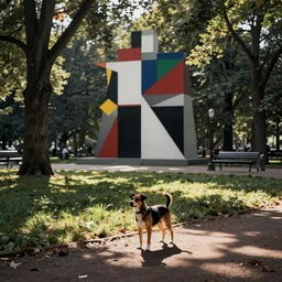 a dog in a park, suprematism, kazimir malevich