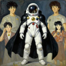 knights templar in a space suit with black cape and golden ring, futurism, character design, painting by j. c. leyendecker, yoji shinkawa, katayama bokuyo, trending on artstation