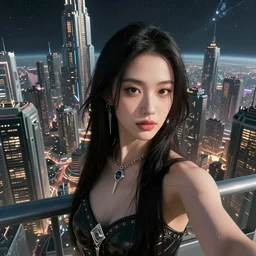 Сyberpunk style selfie in a crowded city on another planet, Neo Norilsk, sci-fi, fantasy, intricate, very very beautiful, elegant, highly detailed, smooth, photorealistic, cinematic, Unreal Engine 5, sharp focus, by Evgeny Zubkov, by Marat Zakirov, trending on Behance