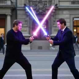 Aleksandar Vucic and Vojislav Seselj lightsaber battle in Belgrade