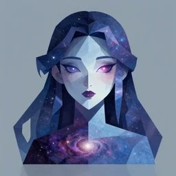 a geometrical portrait of galaxy girl in zork dynasty style