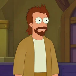 jesus as a futurama character, 2 d, portrait still detailed