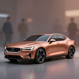 surrealism car similar to polestar precept, painted in copper. len blur background bokeh. art by ismail inceoglu, filip hodas, and pixar.