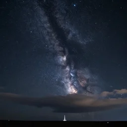 a photo of the night sky with a lot of stars and the moon, telephoto photography