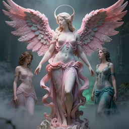 aphrodite's dream by charlie bowater and anna dittmann and artgerm and clemens ascher, intricate, elegant, pink and blue and green mist, highly detailed, dramatic lighting, sharp focus, octane render, trending on artstation, artstationhd, artstationhq, unreal engine, 4 k, 8 k
