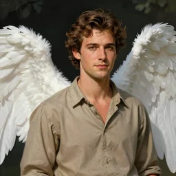 Stunning portrait of handsome Jared Padalecki as an angel, in the style of norman rockwell, digital art