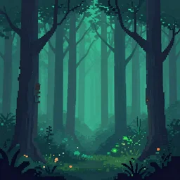 lichen forest. heavily stylized pixel art piece by award - winning pixel artist, cinematic lighting, 6 4 bit, minimalism, alphonse mucha, clamp.