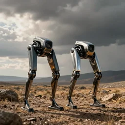 bipedal locomotion devices from an alternate time line, octane render, technology.