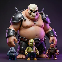 hyperrealistic rendering, fat cronenberg flesh monster smooth skull kaiju troll wearing armor by art of skinner and richard corben and jeff easley, product photography, action figure, sofubi, studio lighting, colored gels