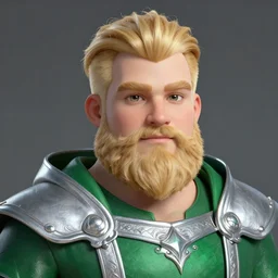portrait, fantasy beardless chubby cleric with no beard, young adult, short in stature, no beard, short blonde hair comb over hairstyle, silver and emerald breastplate with religious engravings, clean shaven, green eyes, slightly smirking, style by donato giancola, wayne reynolds, jeff easley dramatic light, high detail, cinematic lighting, artstation, dungeons and dragons