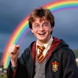 rainbow excited smiling harry potter. pop art