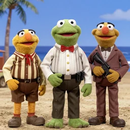 screenshot of the muppets beach battle in world war 2 movie saving private muppets d-day  W 1024