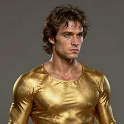 a aerobic guy from the 8 0 s with an alien head, sweaty hairlocks wearing gold stripe spandex, diffuse lighting, fantasy, intricate, highly detailed, lifelike, photorealistic, digital painting, artstation, illustration, concept art, smooth, sharp focus, art by