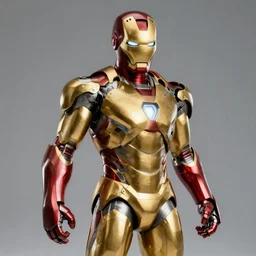 gold and black iron man suit, 4k realistic photo