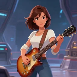 charming young woman musician character portrait, by don bluth, sci - fi environment, highly detailed, dynamic shadows, 4 k, wallpaper - 1 0 2 4