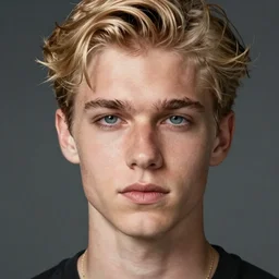 portrait of handsome blonde young male, high detail, cleary see face, detailed eyes, by gaston bussiere, bayard wu, greg rutkowski, auguste bourotte, odd nerdrum, maxim verehin, dan dos santos, masterpiece, sharp focus, cinematic lightning