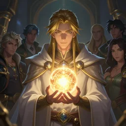 beautiful holy cleric holds light orb, attarctive pretty man, anime key visual, highly detailed, sharp focus, concept art, league of legends, style by shumolly and monable and artgerm and greg rutkowski and jo chen and pilyeon and ruan jia