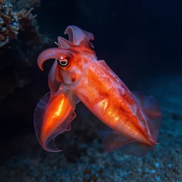 glowing crimson cuttlefish