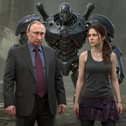 video game screenshotsof vladimir putin and greta thunberg in the last of us, video game concept art by artgerm alonzo mecha