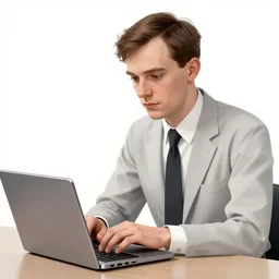 alan turing working on a laptop