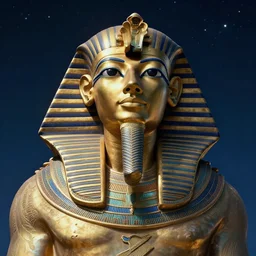 realistic image of majestic egyptian god. beautiful majestic triumphant. realistic. beautiful. mysterious. intricately detailed. meticulously rendered. background nisbstarry skym astrophotography. epic. 4 k hd. trending on art station. h 7 6 8