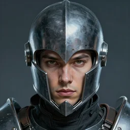 realistic scifi cyberpunk knight, closeup portrait art by donato giancola and greg rutkowski, realistic face, digital art, trending on artstation, heart shaped helmet, symmetry!!!