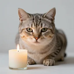 old photo of cat by candle