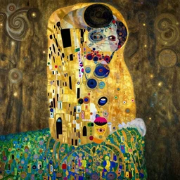 The Heart of Gold by Karol Bak, Jean Deville, Gustav Klimt, and Vincent Van Gogh, otherworldly, fractal structures, arcane, prophecy, ornate gilded medieval icon, third eye, spirals