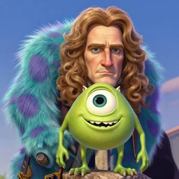 Isaac Newton, Isaac Newton, Isaac Newton as as character in Monsters, Inc., digital art, 4 K, detail