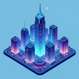 a cyberpunk city, isometric