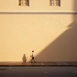 minimalist street photography by wes anderson and by ansel adams, singapore cbd, portra 4 0 0, intense shadows, warm hue, golden hour