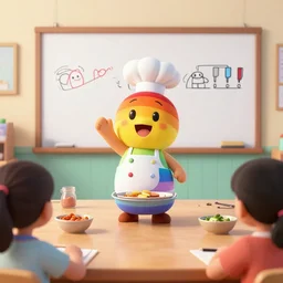 Rainbow Brite teaches a cooking class, animation key frame