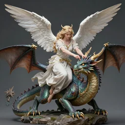 a n angel battling a dragon, trending on artstation, award winning, highly detailed